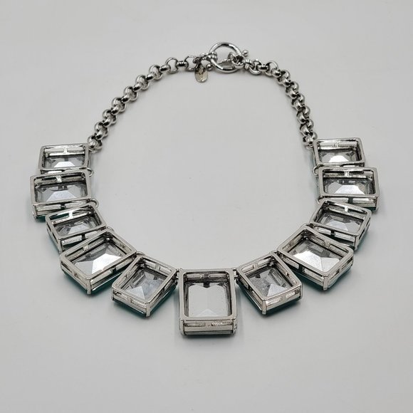 Ann Taylor Silver Aqua Faux Moonstone Bib Necklace - Picture 11 of 16